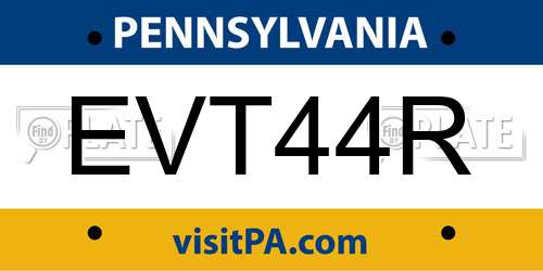 EVT44R Pennsylvania License Plate