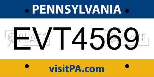 EVT4569 Pennsylvania License Plate