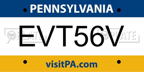 EVT56V Pennsylvania License Plate