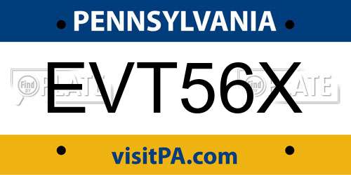 EVT56X Pennsylvania License Plate