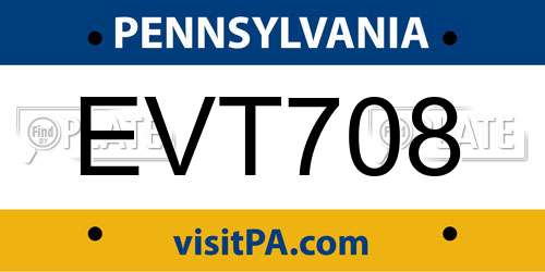 EVT708 Pennsylvania License Plate
