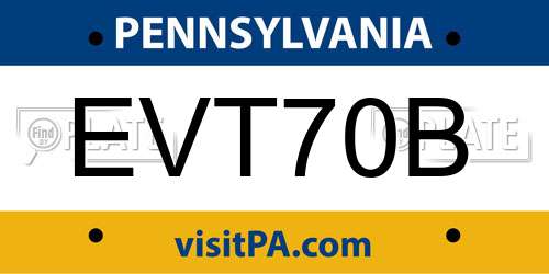 EVT70B Pennsylvania License Plate