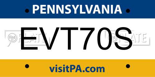 EVT70S Pennsylvania License Plate
