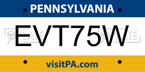 EVT75W Pennsylvania License Plate