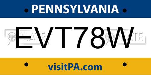 EVT78W Pennsylvania License Plate