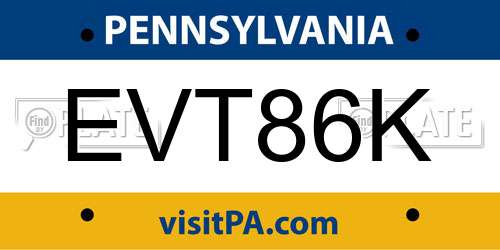 EVT86K Pennsylvania License Plate