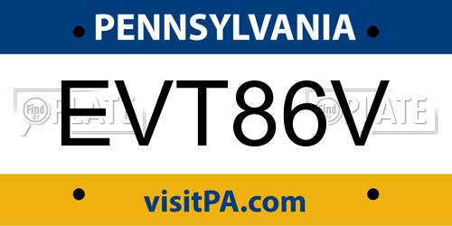 EVT86V Pennsylvania License Plate