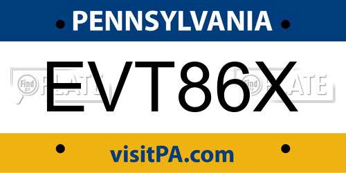 EVT86X Pennsylvania License Plate