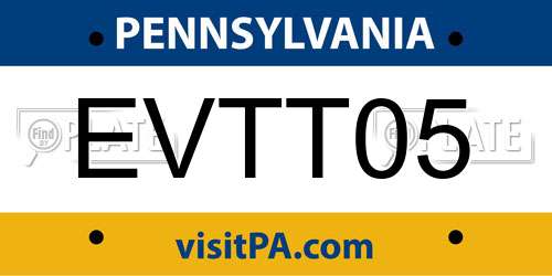 EVTT05 Pennsylvania License Plate