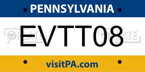 EVTT08 Pennsylvania License Plate