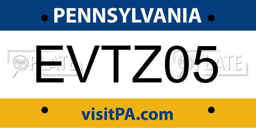 EVTZ05 Pennsylvania License Plate