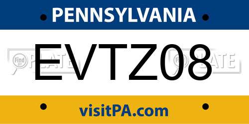 EVTZ08 Pennsylvania License Plate