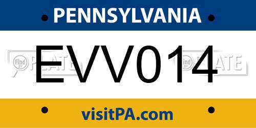 EVV014 Pennsylvania License Plate