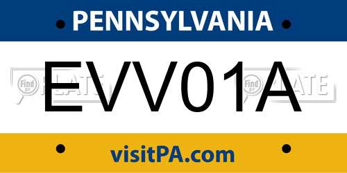 EVV01A Pennsylvania License Plate