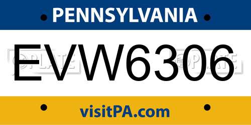 EVW6306 Pennsylvania License Plate