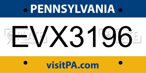 EVX3196 Pennsylvania License Plate