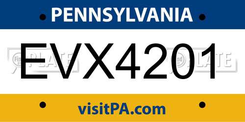 EVX4201 Pennsylvania License Plate