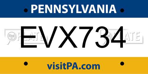 EVX734 Pennsylvania License Plate