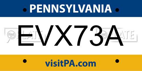 EVX73A Pennsylvania License Plate