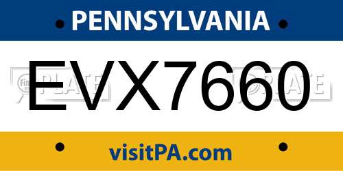 EVX7660 Pennsylvania License Plate