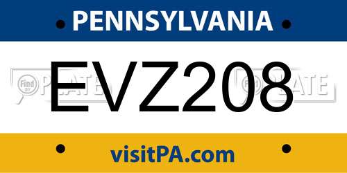 EVZ208 Pennsylvania License Plate