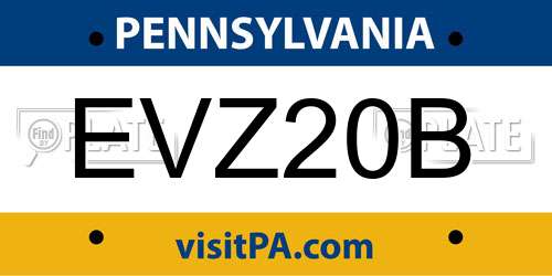 EVZ20B Pennsylvania License Plate