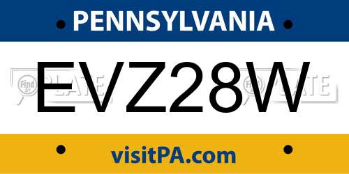 EVZ28W Pennsylvania License Plate