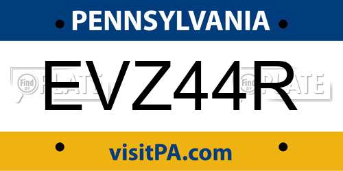 EVZ44R Pennsylvania License Plate