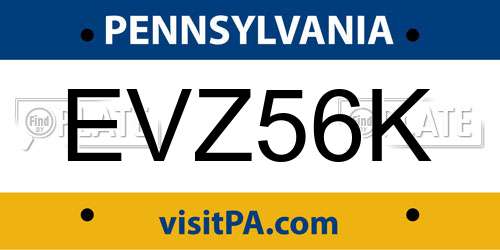 EVZ56K Pennsylvania License Plate
