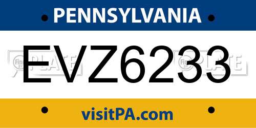 EVZ6233 Pennsylvania License Plate