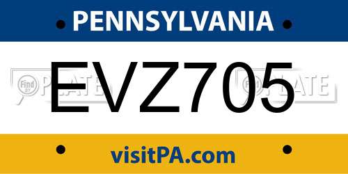 EVZ705 Pennsylvania License Plate