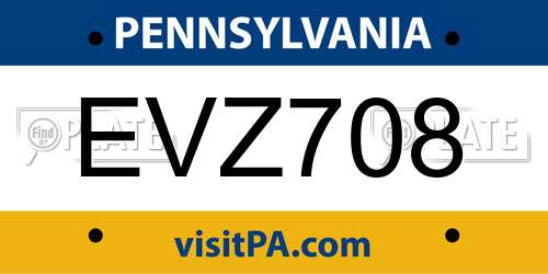 EVZ708 Pennsylvania License Plate