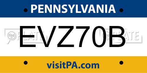 EVZ70B Pennsylvania License Plate