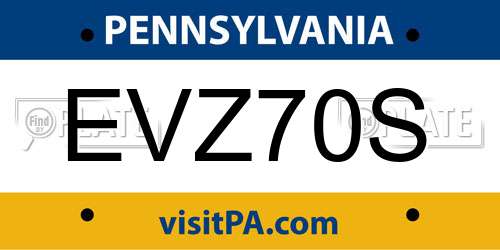 EVZ70S Pennsylvania License Plate