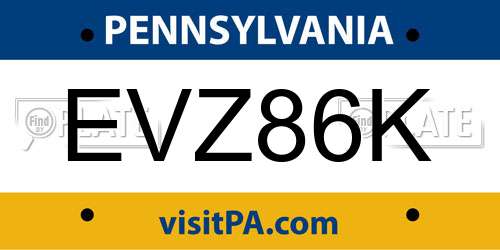 EVZ86K Pennsylvania License Plate