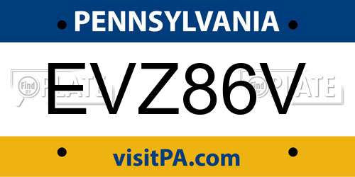 EVZ86V Pennsylvania License Plate
