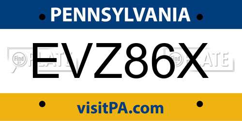 EVZ86X Pennsylvania License Plate