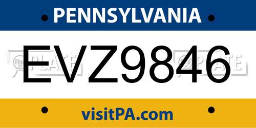 EVZ9846 Pennsylvania License Plate