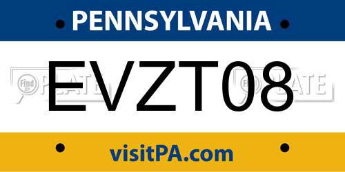 EVZT08 Pennsylvania License Plate