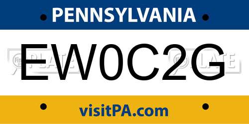EW0C2G Pennsylvania License Plate