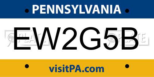 EW2G5B Pennsylvania License Plate