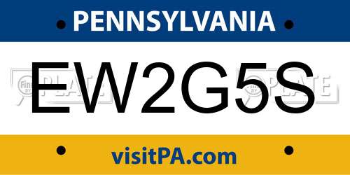 EW2G5S Pennsylvania License Plate