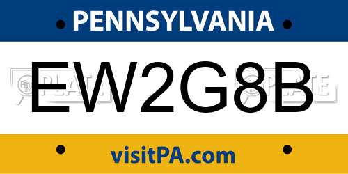 EW2G8B Pennsylvania License Plate