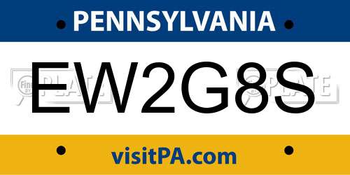 EW2G8S Pennsylvania License Plate