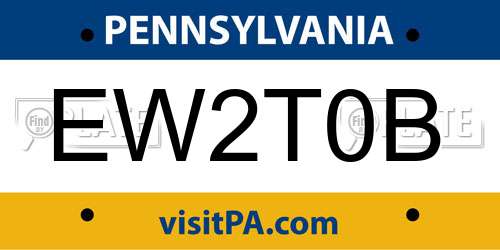 EW2T0B Pennsylvania License Plate