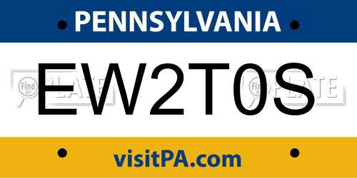 EW2T0S Pennsylvania License Plate