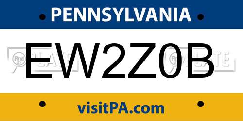 EW2Z0B Pennsylvania License Plate