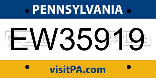 EW35919 Pennsylvania License Plate