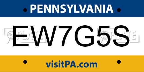 EW7G5S Pennsylvania License Plate