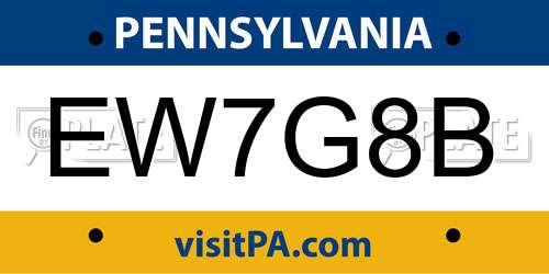 EW7G8B Pennsylvania License Plate